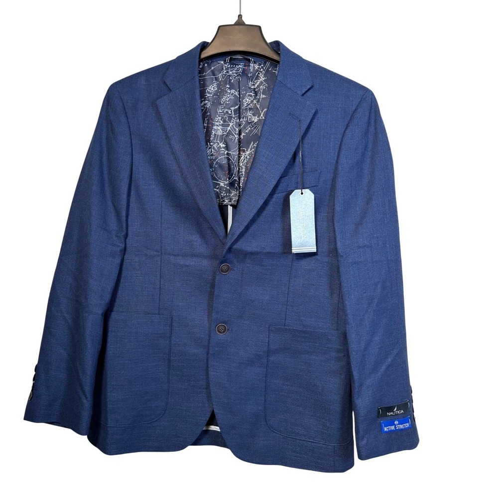 Nautica Jensen Navy Blue Active Stretch Blazer Sport Coat Mens S36 NC652 New